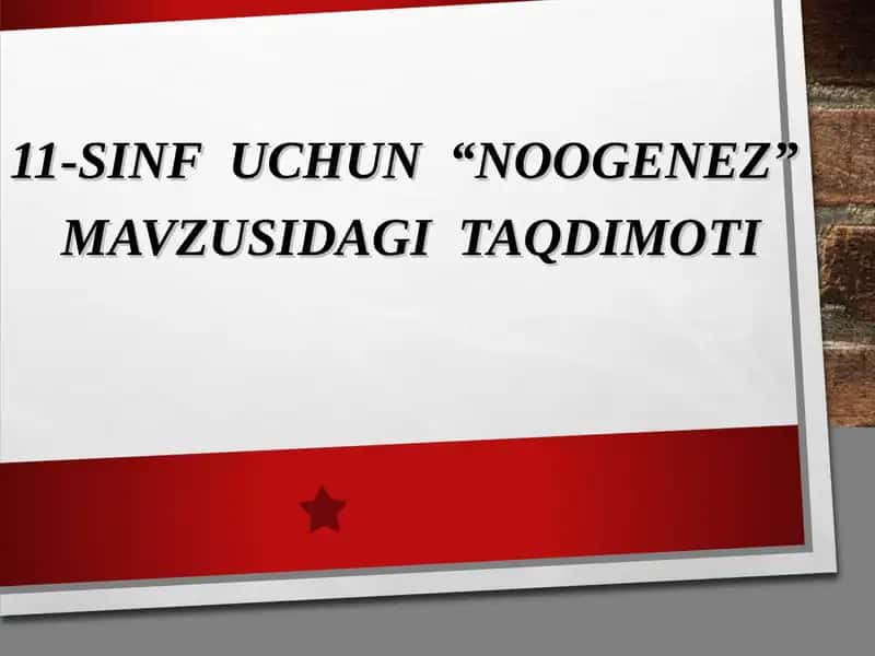 11-SINF UCHUN “NOOGENEZ” MAVZUSIDAGI TAQDIMOTI 1