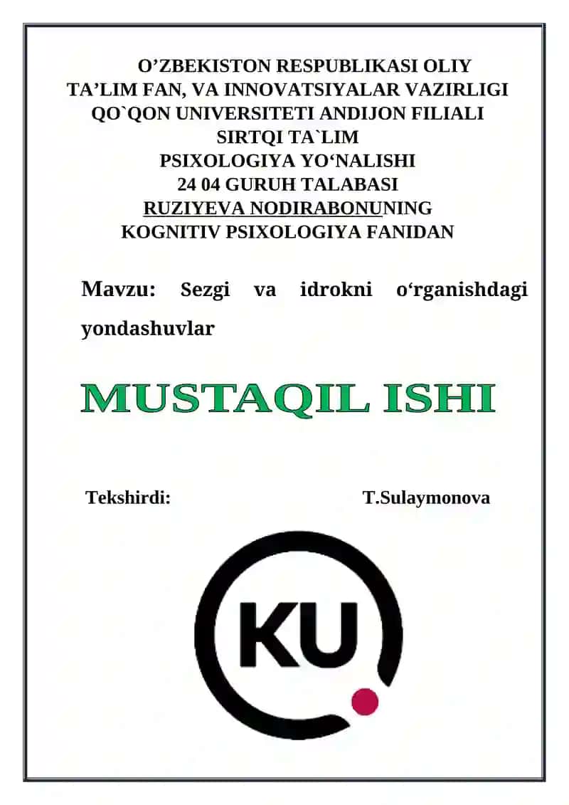 Sezgi va idrokni o‘rganishdagi yondashuvlar