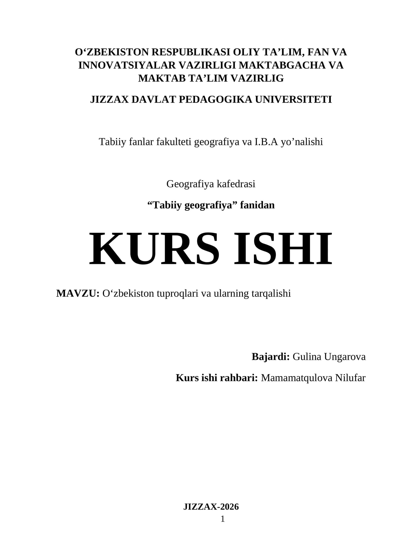 Oʻzbekiston tuproqlari va ularning tarqalishi 1