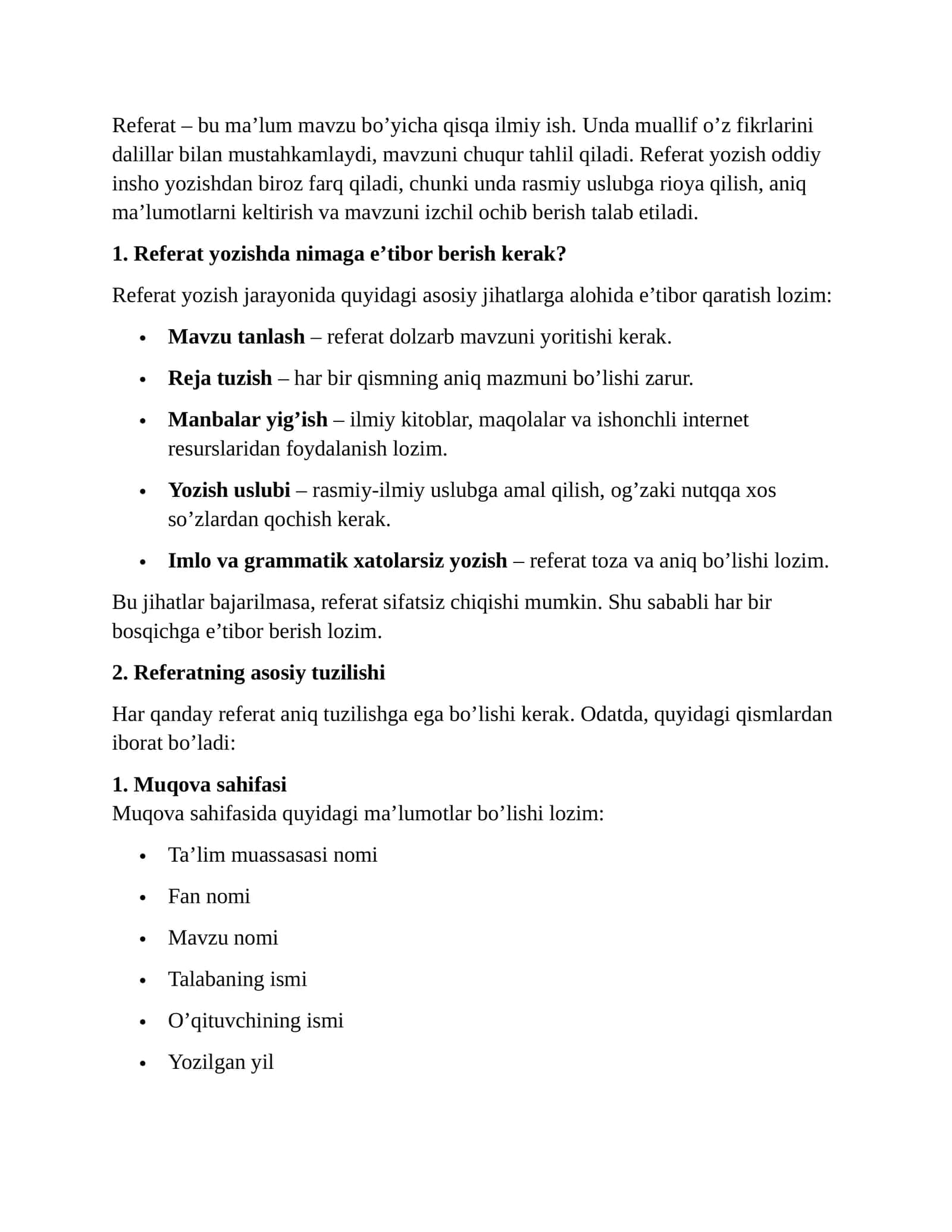 Referat yozish tartibi 1