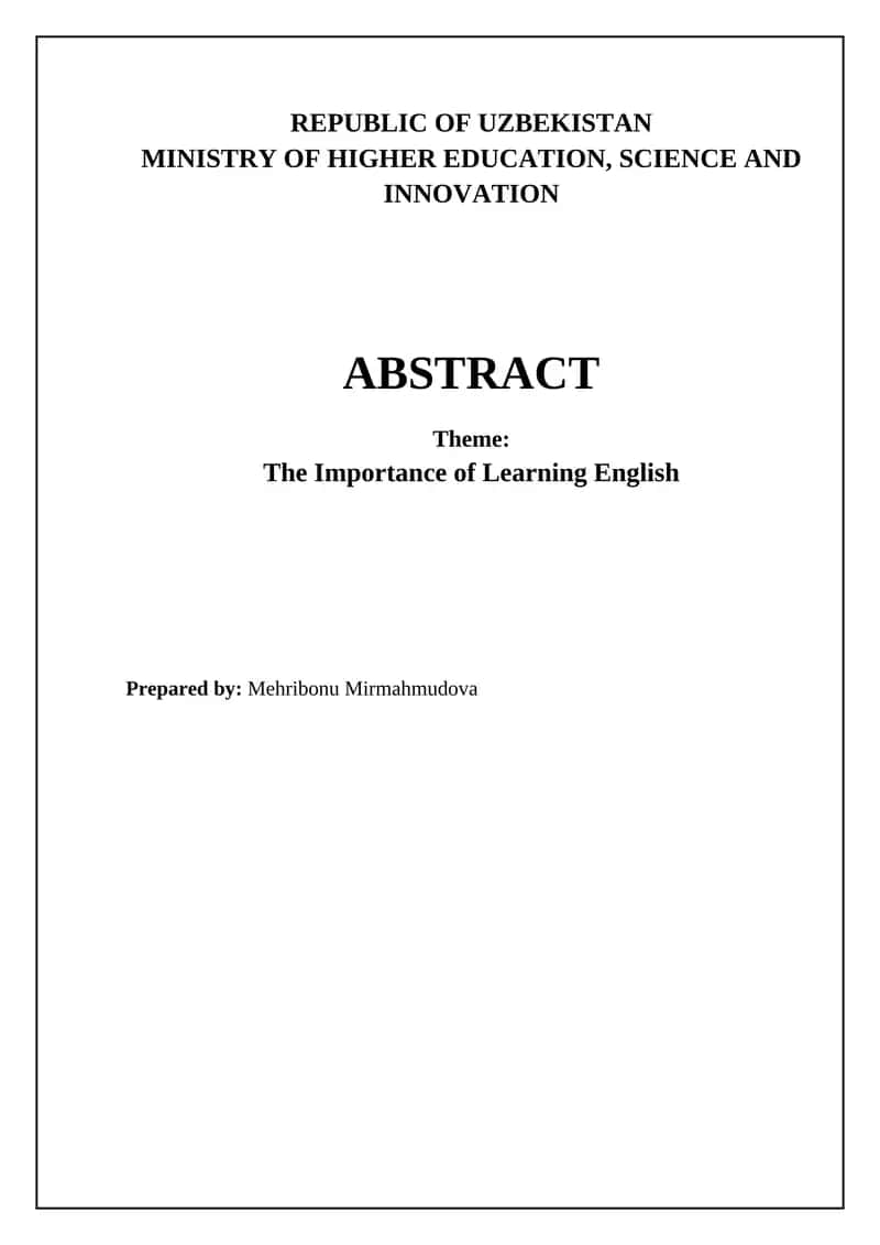 The Importance of Learning English 1