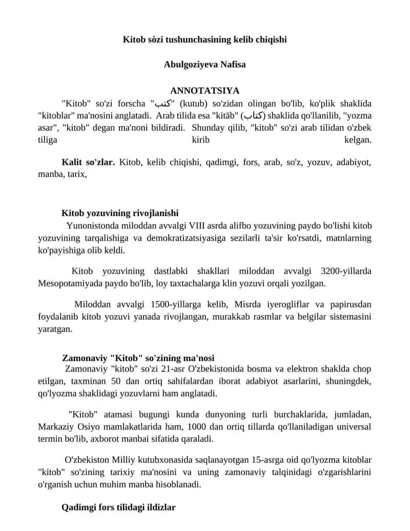 Kitob sòzi tushunchasining kelib chiqishi 1