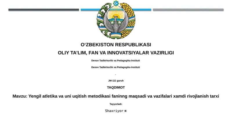 Yengil atletika va uni uqitish metodikasi 1