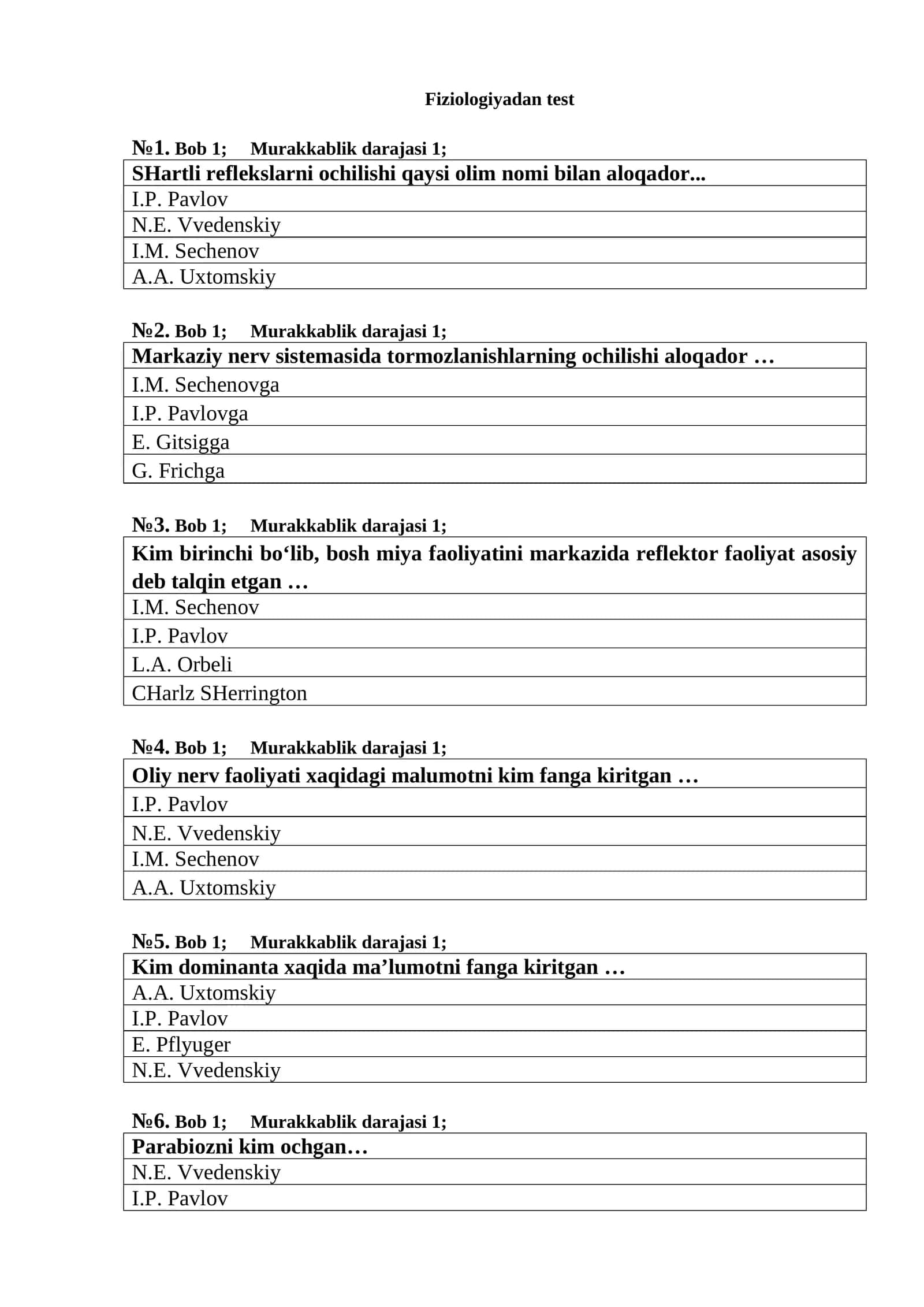 Fiziologiyadan test 1