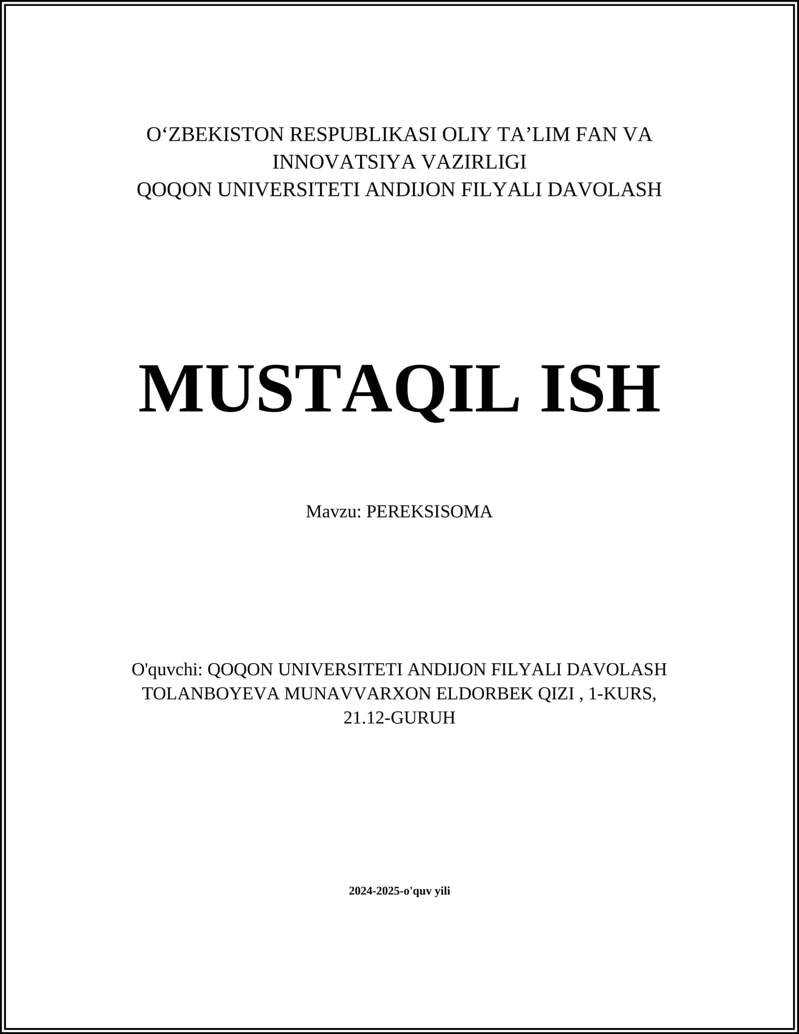 PEREKSISOMA 1