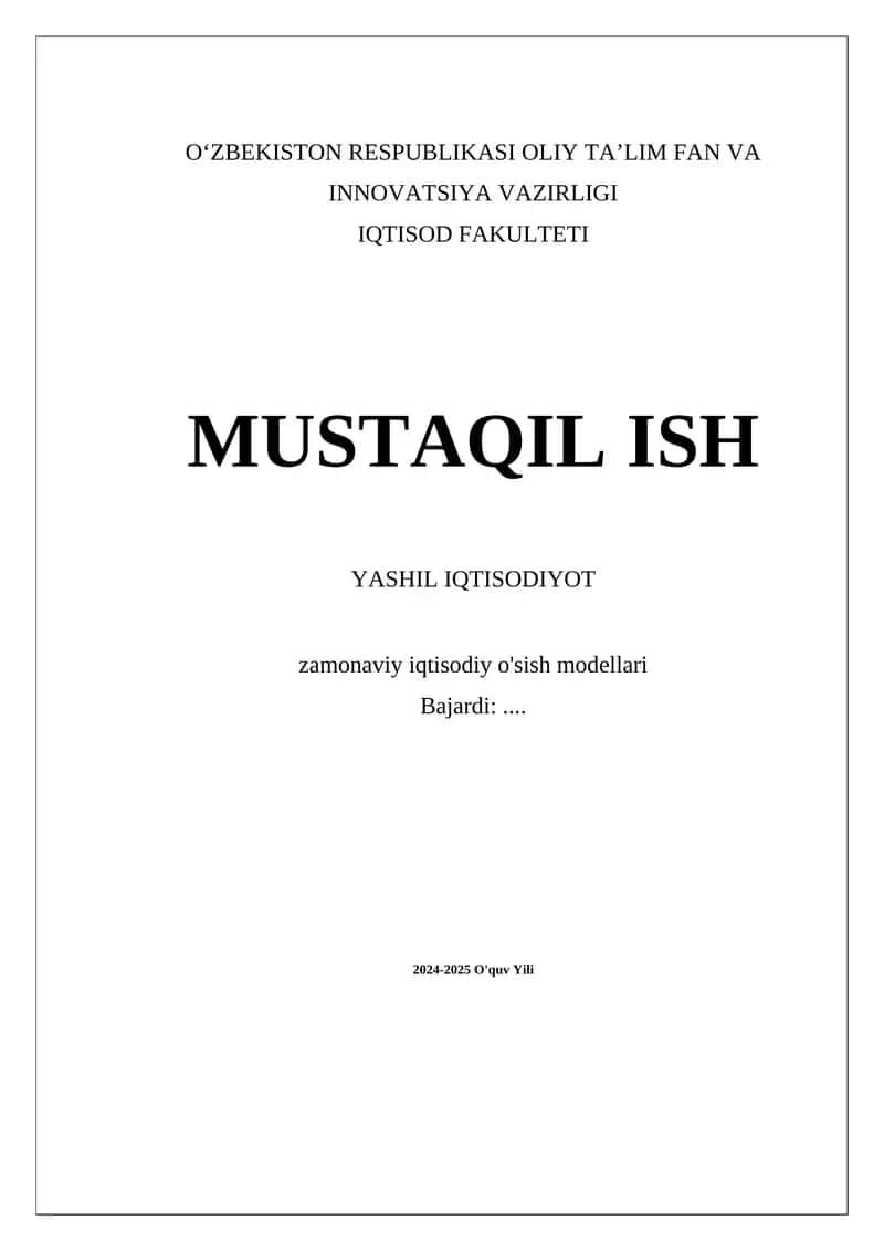 Yashil iqtisodiyot 1