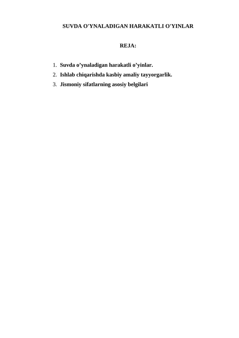 Suvda O'ynaladigan Harakatli O'yinlar 1