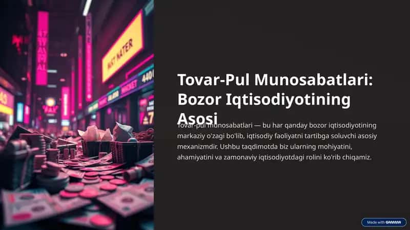 Tovar-Pul Munosabatlari 1