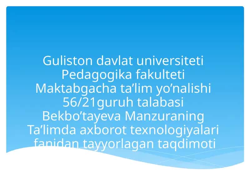 Maktabgacha ta'lim yo'nalishi 1