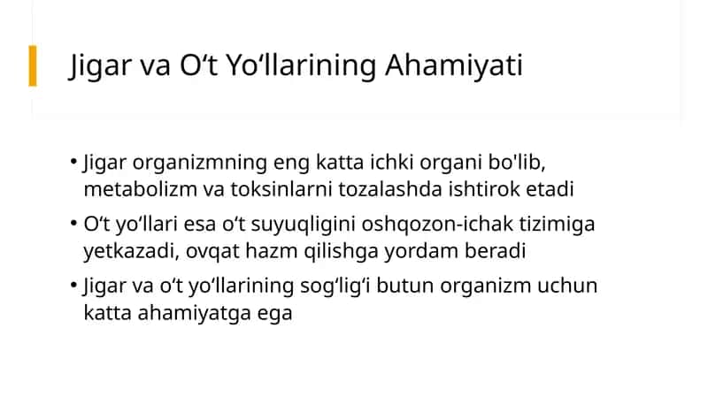 Jigar va Oʻt Yoʻllarining Ahamiyati 1