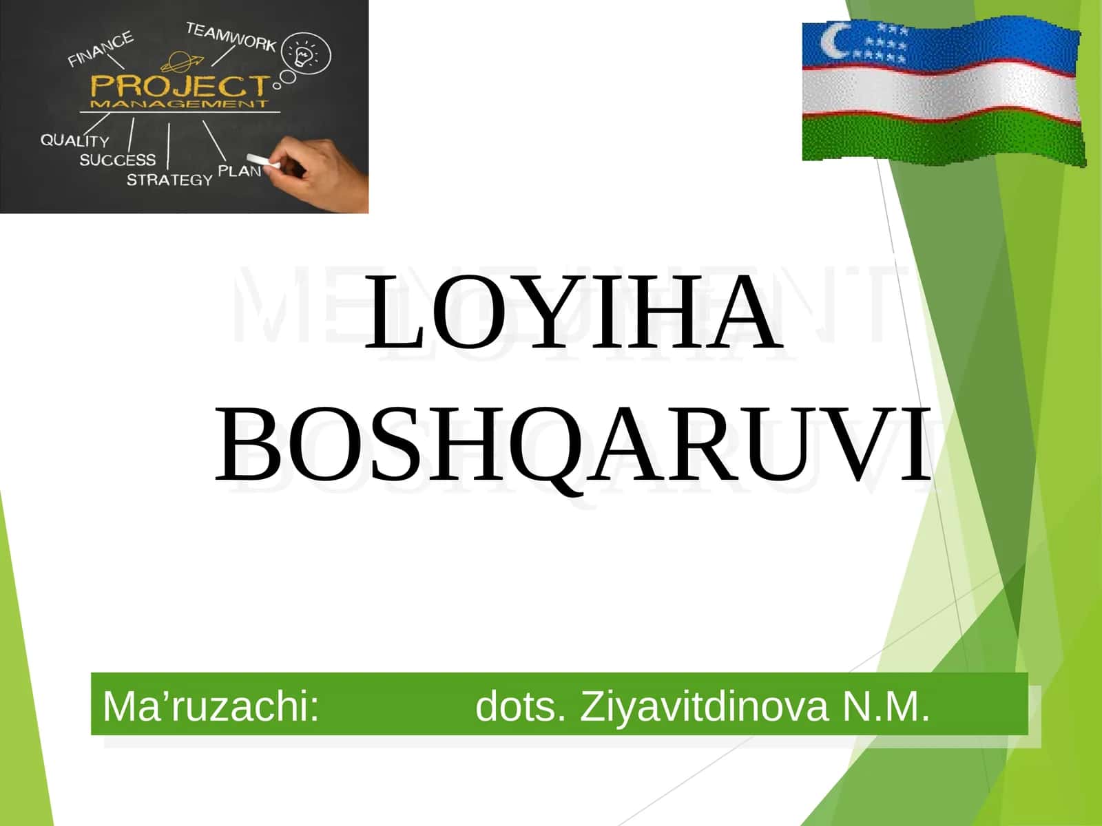 MENEJMENT LOYIHA BOSHQARUVI 1