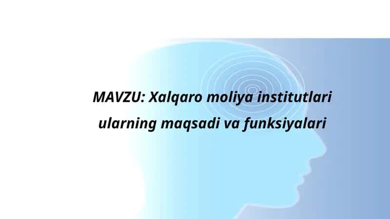 Xalqaro moliya institutlari ularning maqsadi va funksiyalari 1