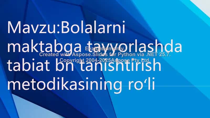 Bolalarni maktabga tayyorlashda tabiat bn tanishtirish metodikasi 1