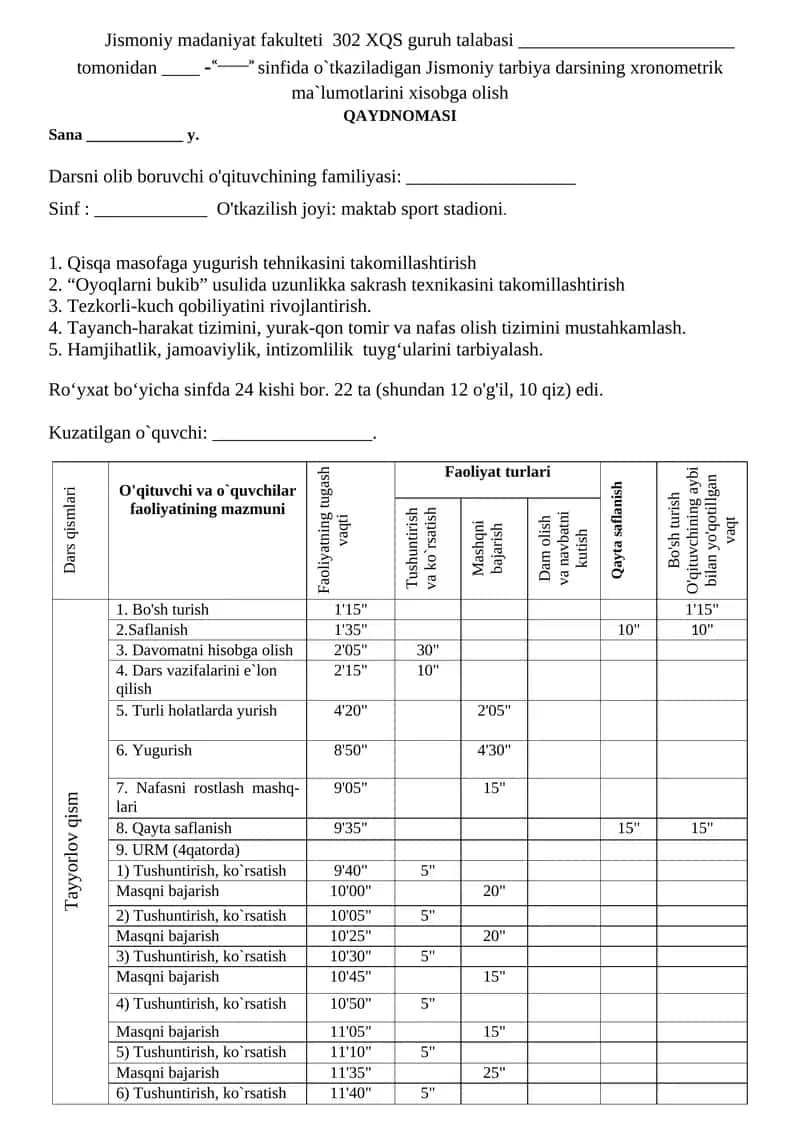 Jismoniy tarbiya darsi 1