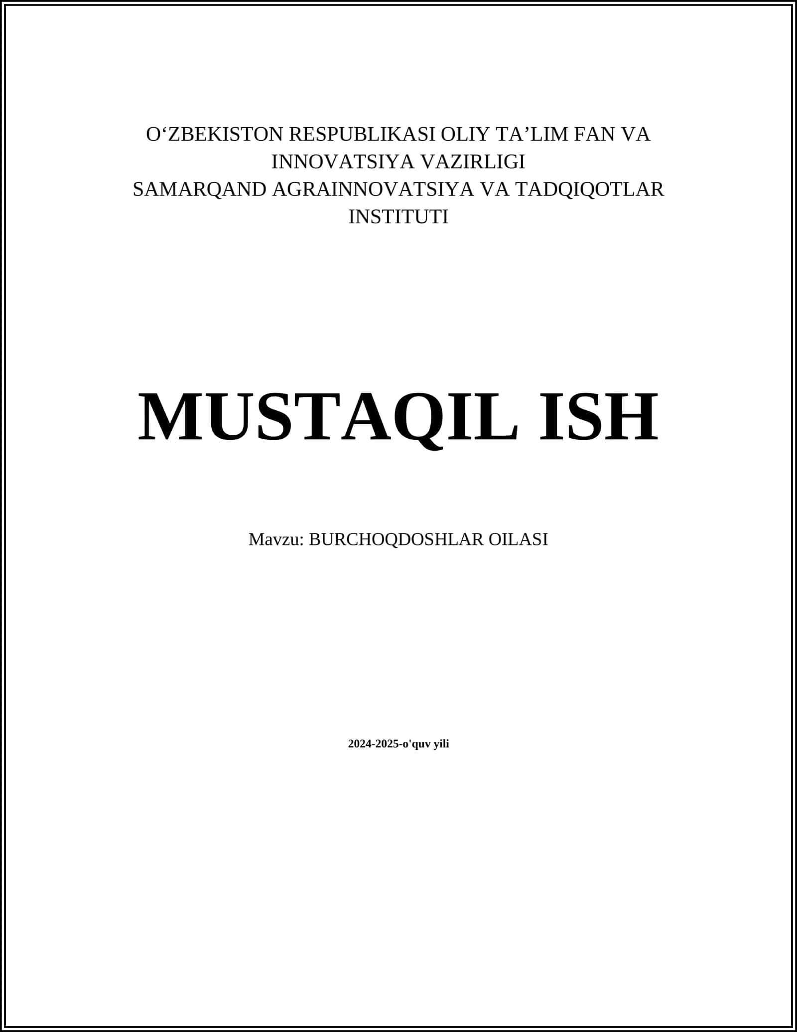 BURCHOQDOSHLAR OILASI 1