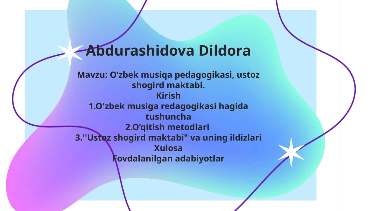 O'zbek musiqa pedagogikasi, ustoz-shogird maktabi 1