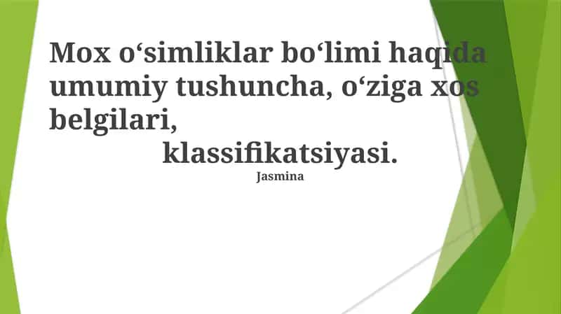 Mox oʻsimliklar 1