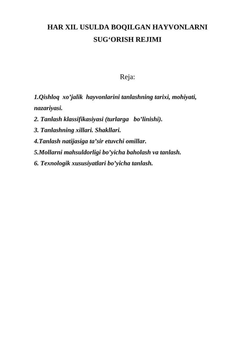 HAR XIL USULDA BOQILGAN HAYVONLARNI SUGʻORISH REJIMI 1