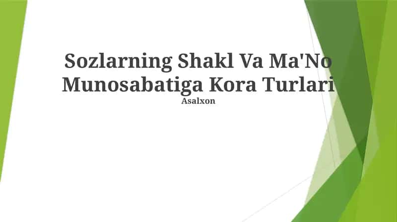 Sozlarning Shakl Va Ma'No Munosabatiga Kora Turlari 1