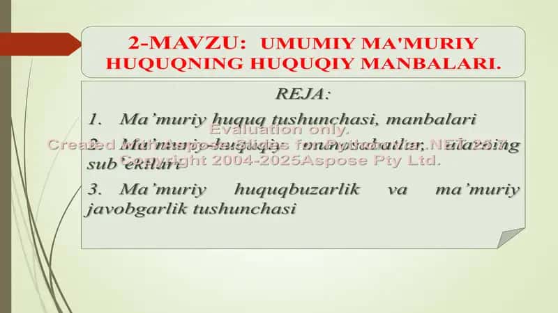 UMUMIY MA'MURIY HUQUQNING HUQUQIY MANBALARI 1