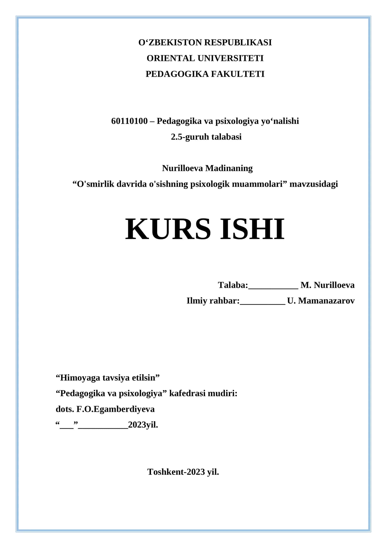 O'smirlik davrida o'sishning psixologik muammolari 1