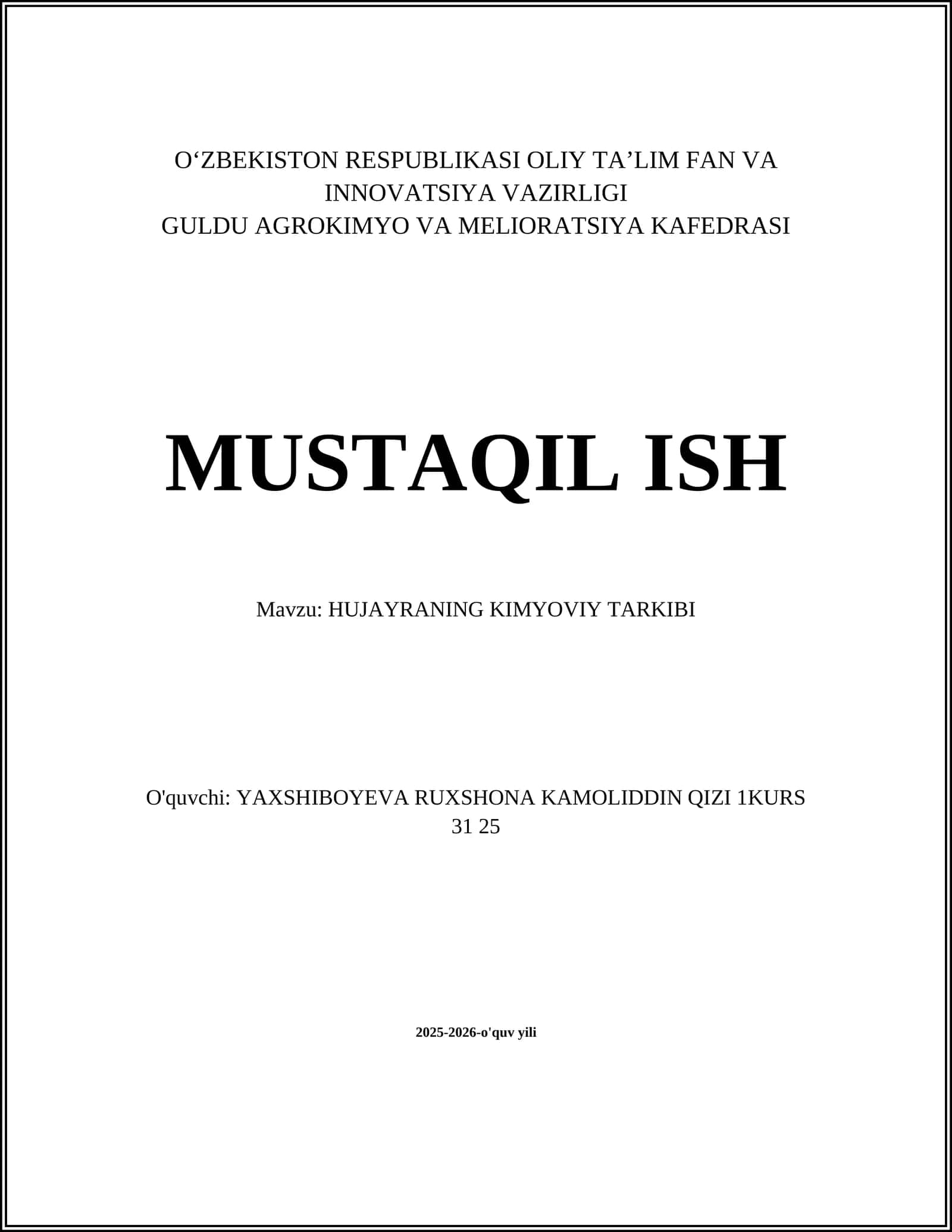 HUJAYRANING KIMYOVIY TARKIBI 1