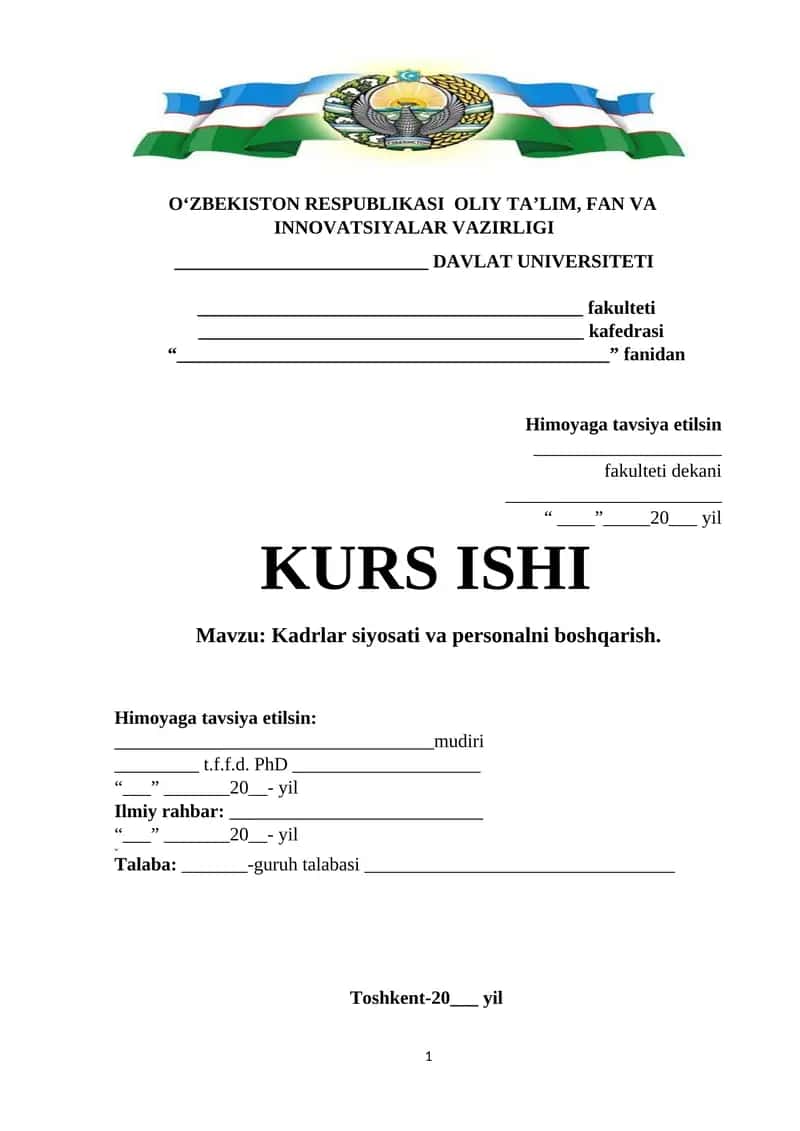 Kadrlar siyosati va personalni boshqarish 1