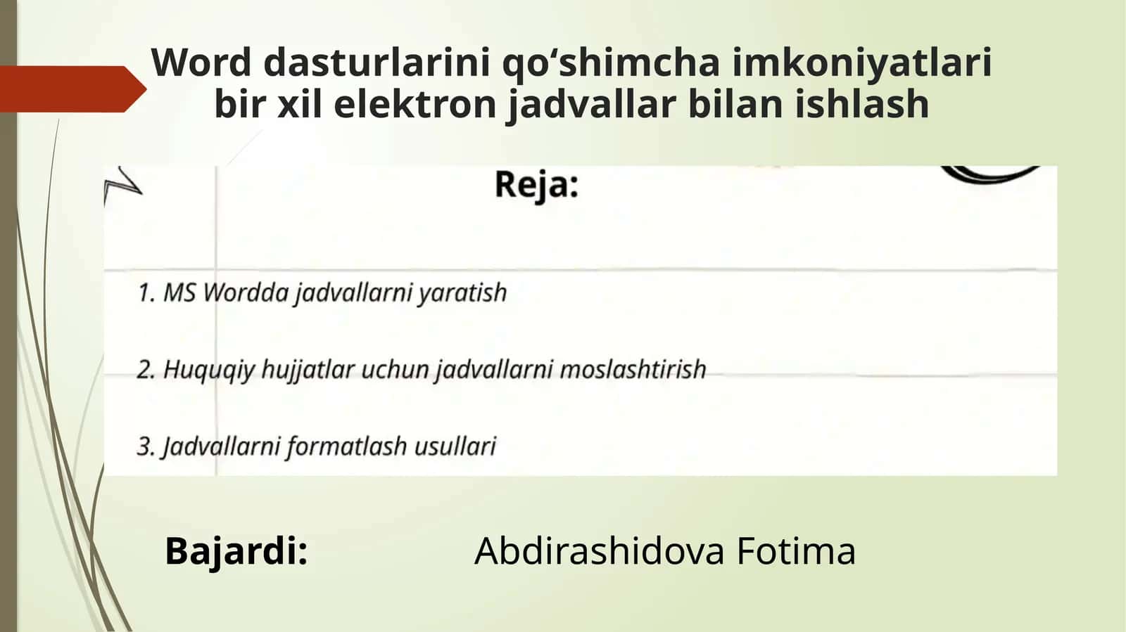 Word dasturlarini qoʻshimcha imkoniyatlari 1