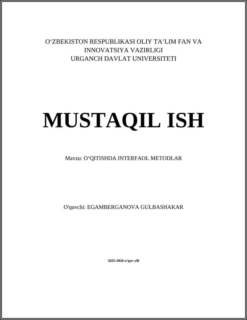 O‘QITISHDA INTERFAOL METODLAR 1