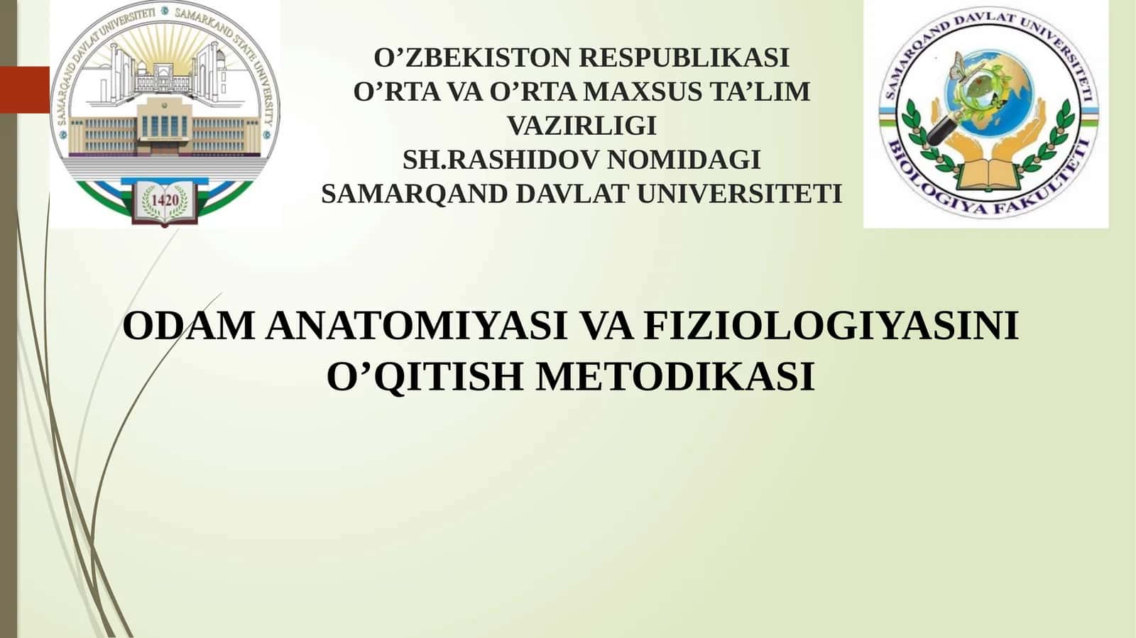 Odam Anatomiyasi va Fiziologiyasi 1