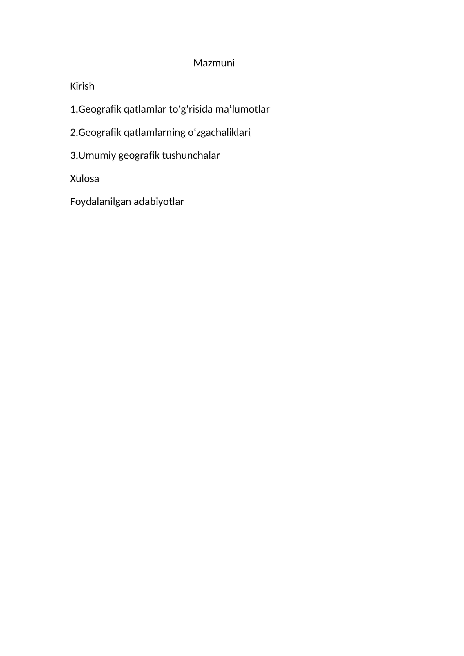 Geografik qatlamlar toʻgʻrisida maʼlumotlar 1