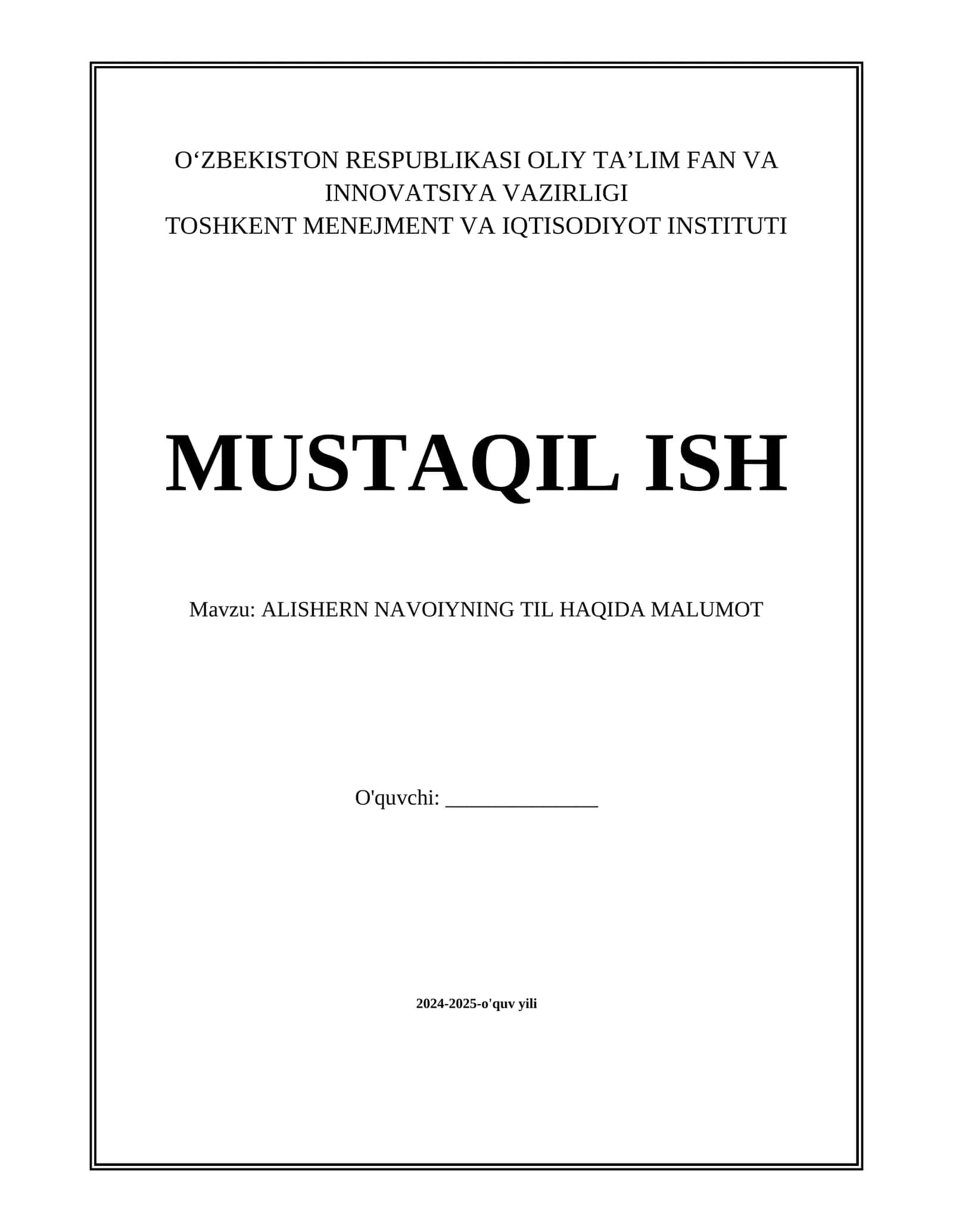 ALISHERN NAVOIYNING TIL HAQIDA MALUMOT 1