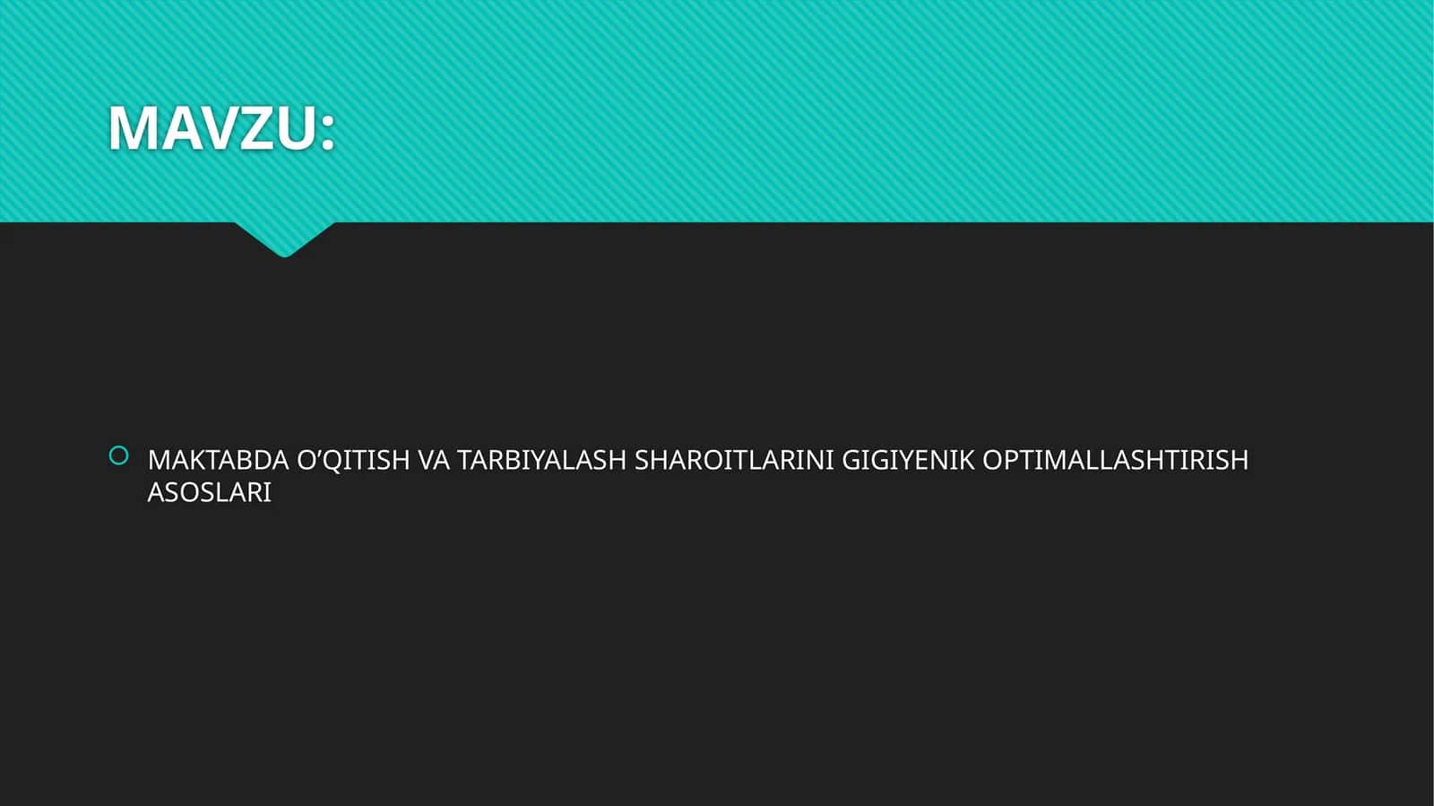 MAKTABDA O’QITISH VA TARBIYALASH SHAROITLARINI GIGIYENIK OPTIMALLASHTIRISH ASOSLARI 1