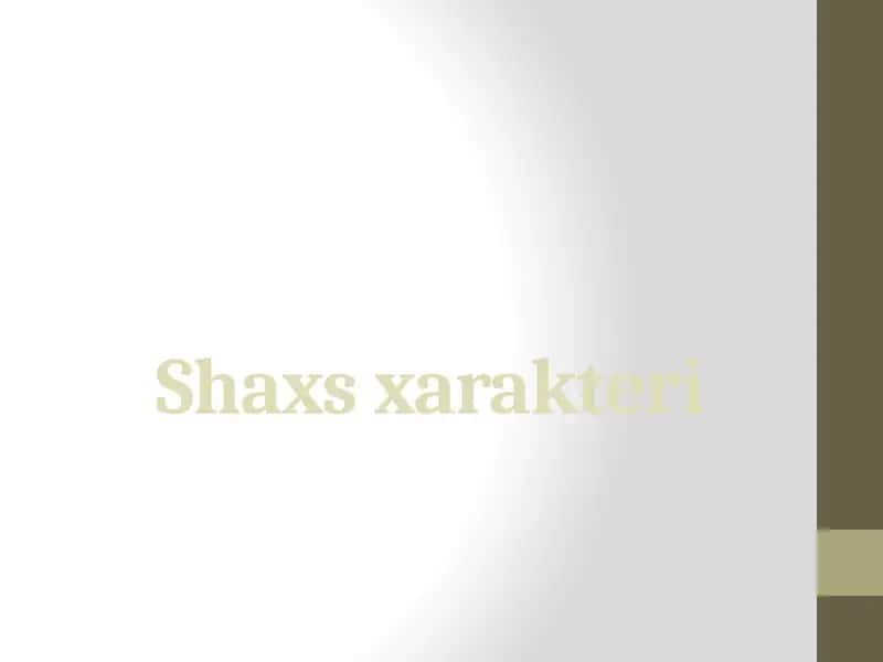 Xarakterologiya 1