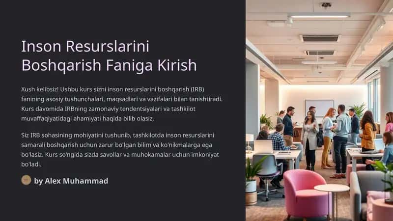 Inson resurslarini boshqarish faniga kirish 1