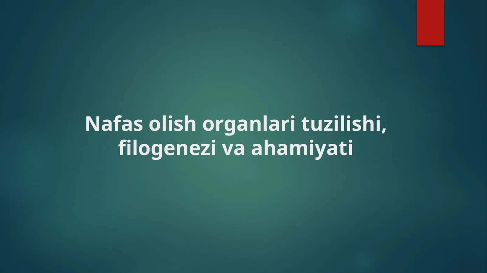 Nafas olish organlari tuzilishi, filogenezi va ahamiyati 1