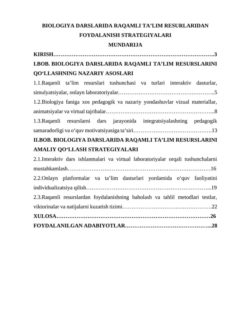 BIOLOGIYA DARSLARIDA RAQAMLI TA’LIM RESURLARIDAN FOYDALANISH STRATEGIYALARI 1