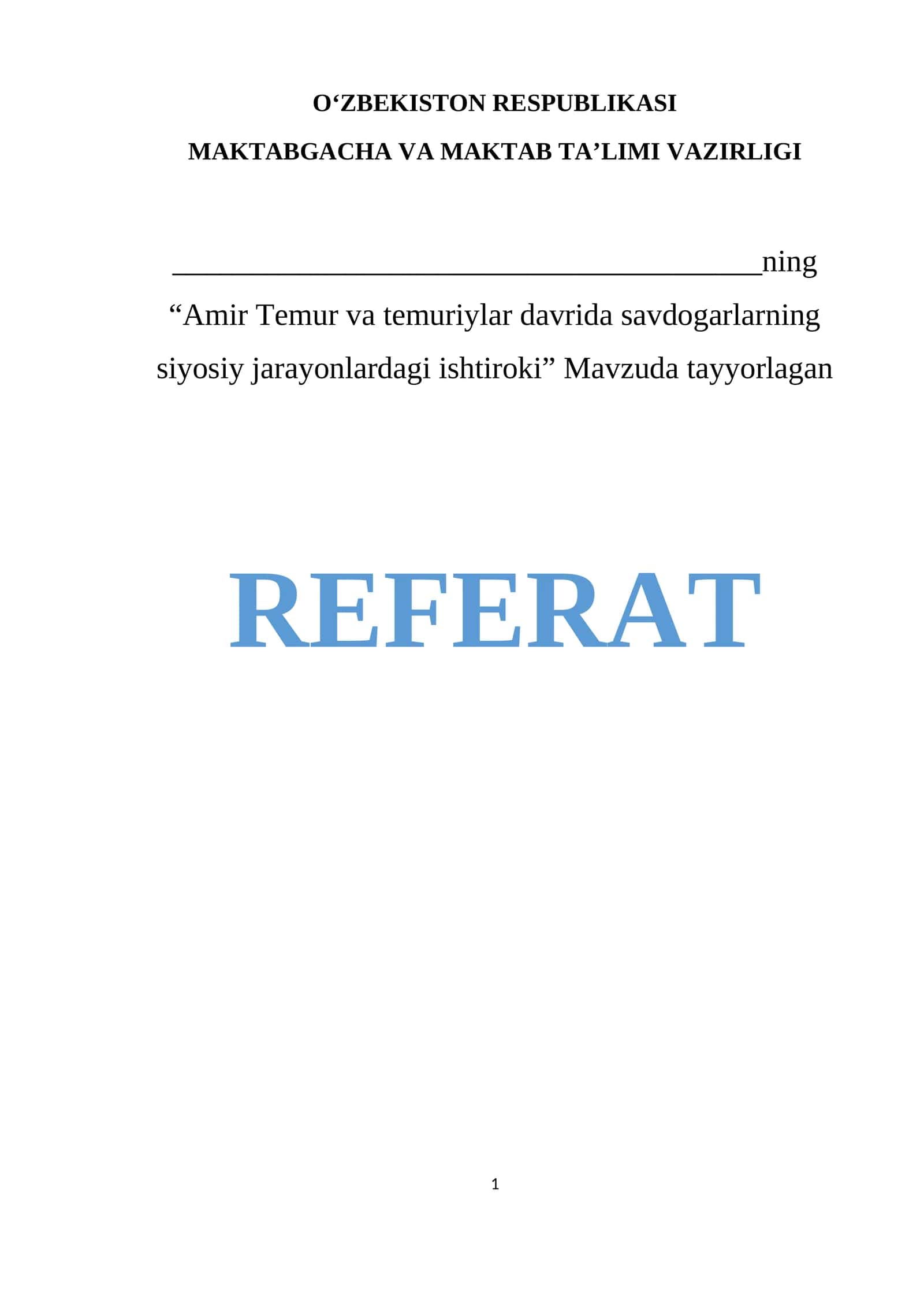 Amir Temur va temuriylar davrida savdogarlarning siyosiy jarayonlardagi ishtiroki 1