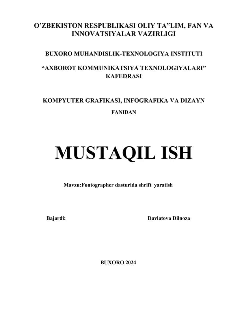 Fontographer dasturida shrift yaratish 1