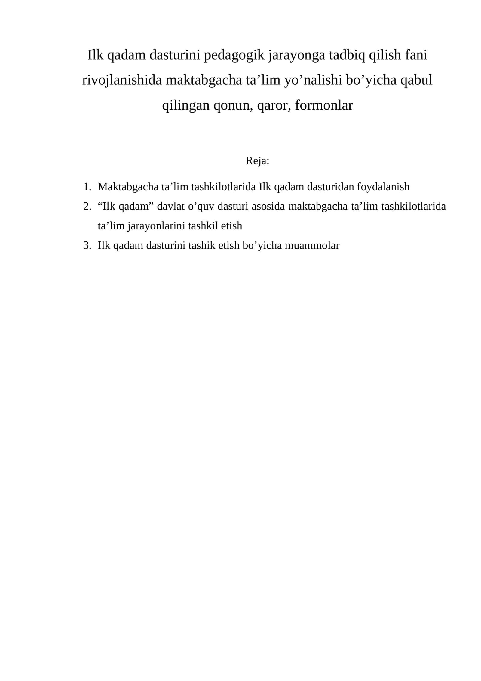 Ilk qadam dasturi 1