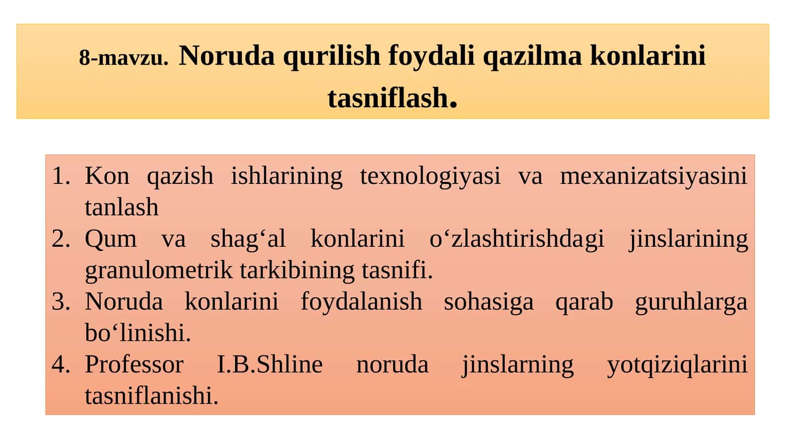 Noruda qurilish foydali qazilma konlarini tasniflash 1