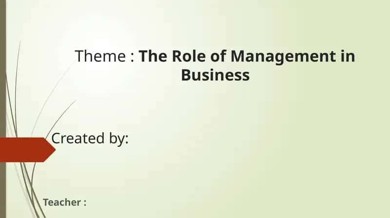 The Role of Management in Business 1