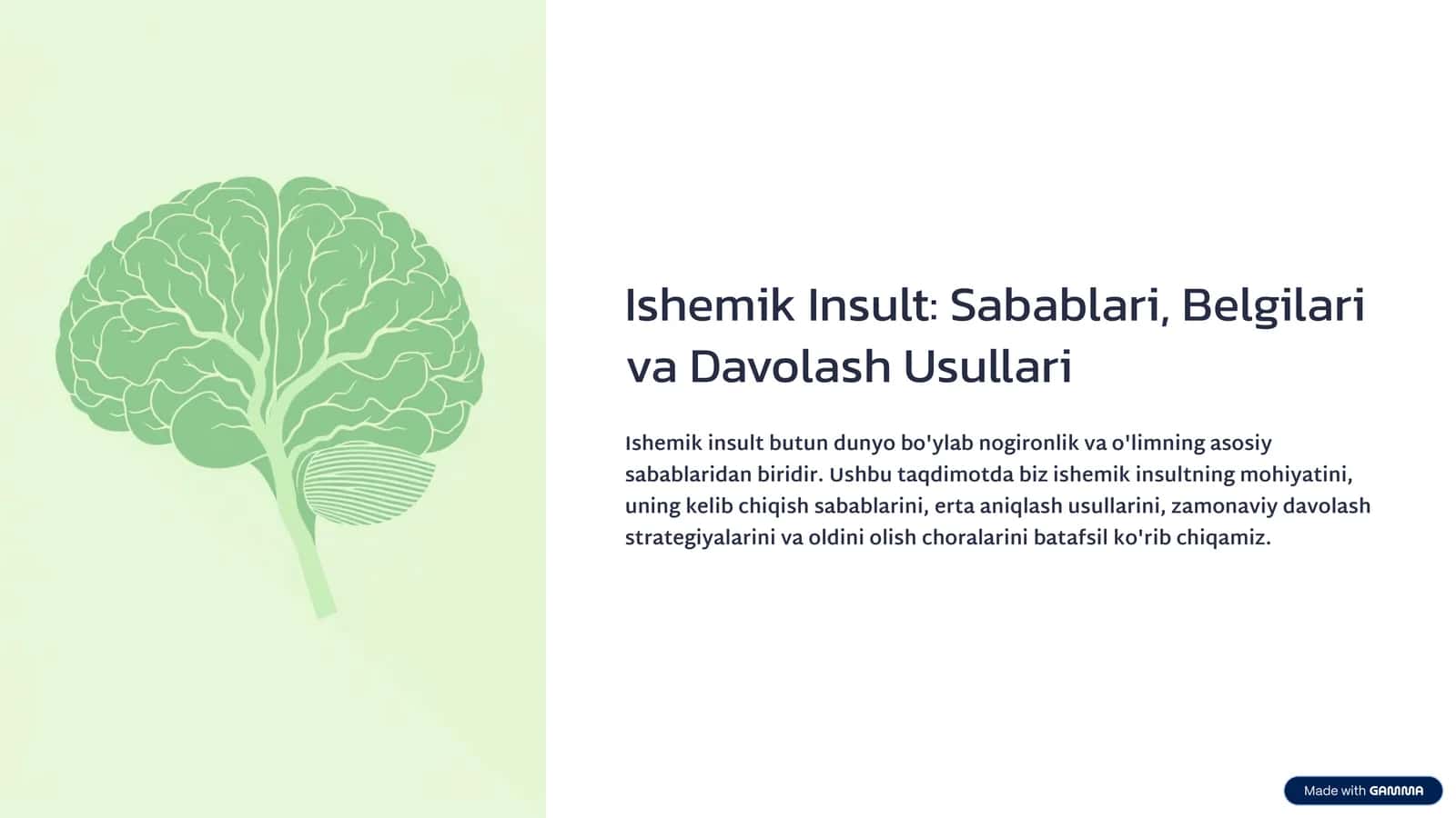 Ishemik Insult: Sabablari, Belgilari va Davolash Usullari 1