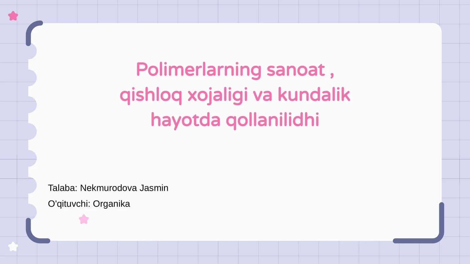 Polimerlarning asosiy xususiyatlari 1
