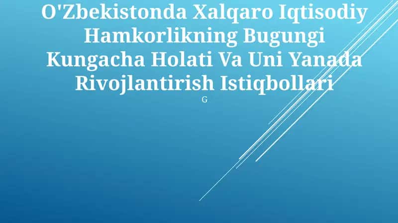 Xalqaro Iqtisodiy Hamkorlik Holati 1