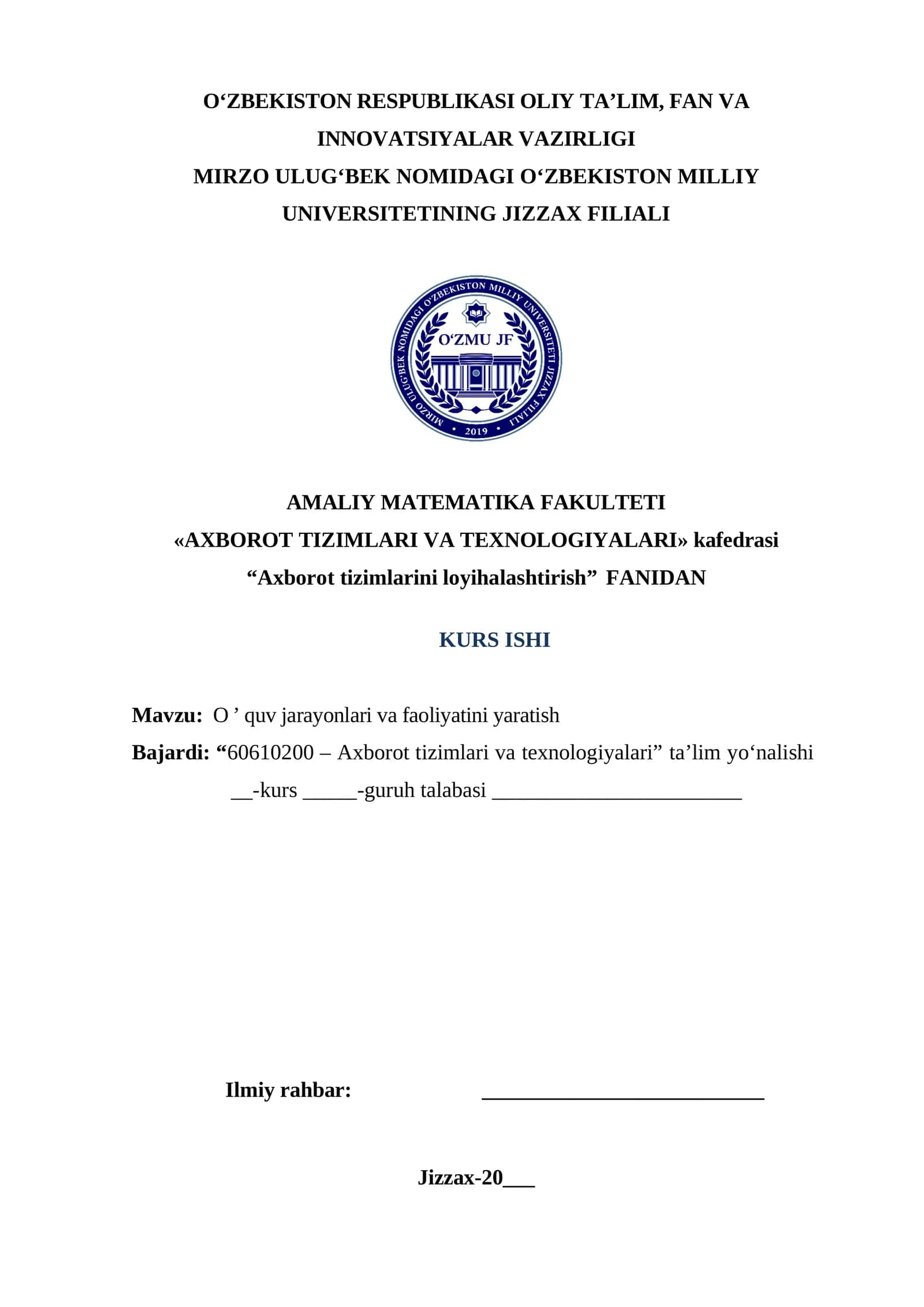 O’quv jarayonlari va faoliyatini yaratish 1