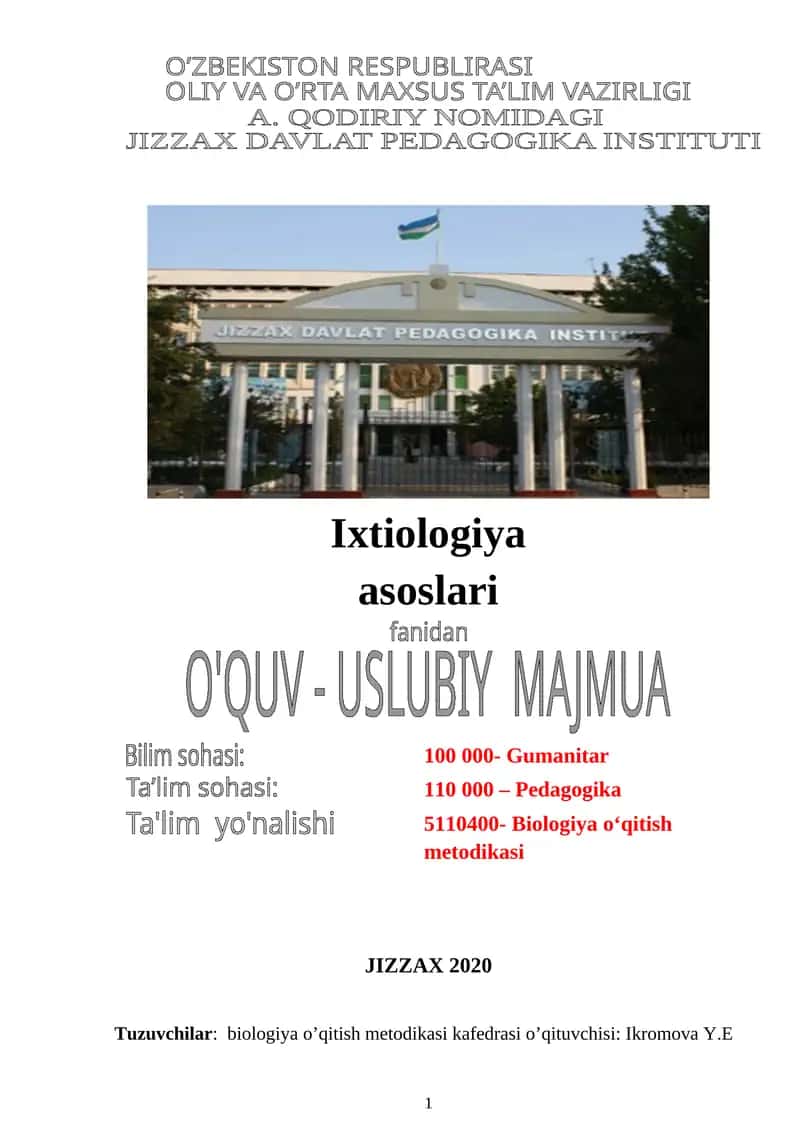 Biologiya o‘qitish metodikasi 1