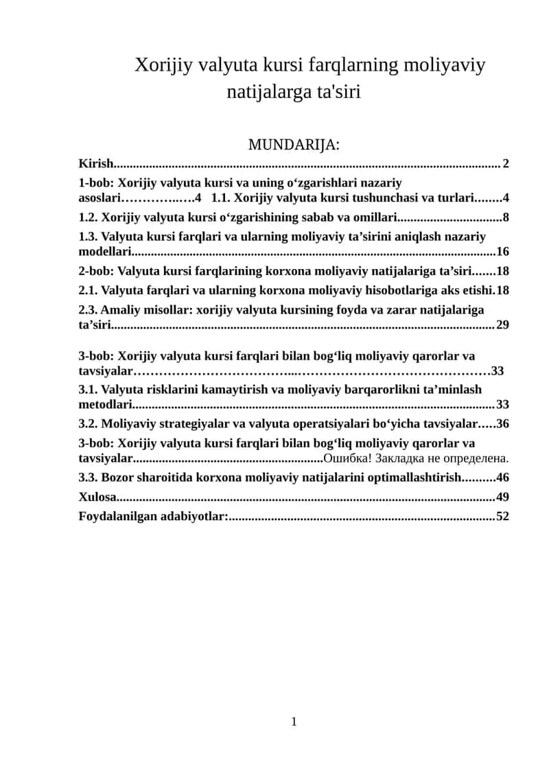 Xorijiy valyuta kursi farqlarning moliyaviy natijalarga ta'siri 1