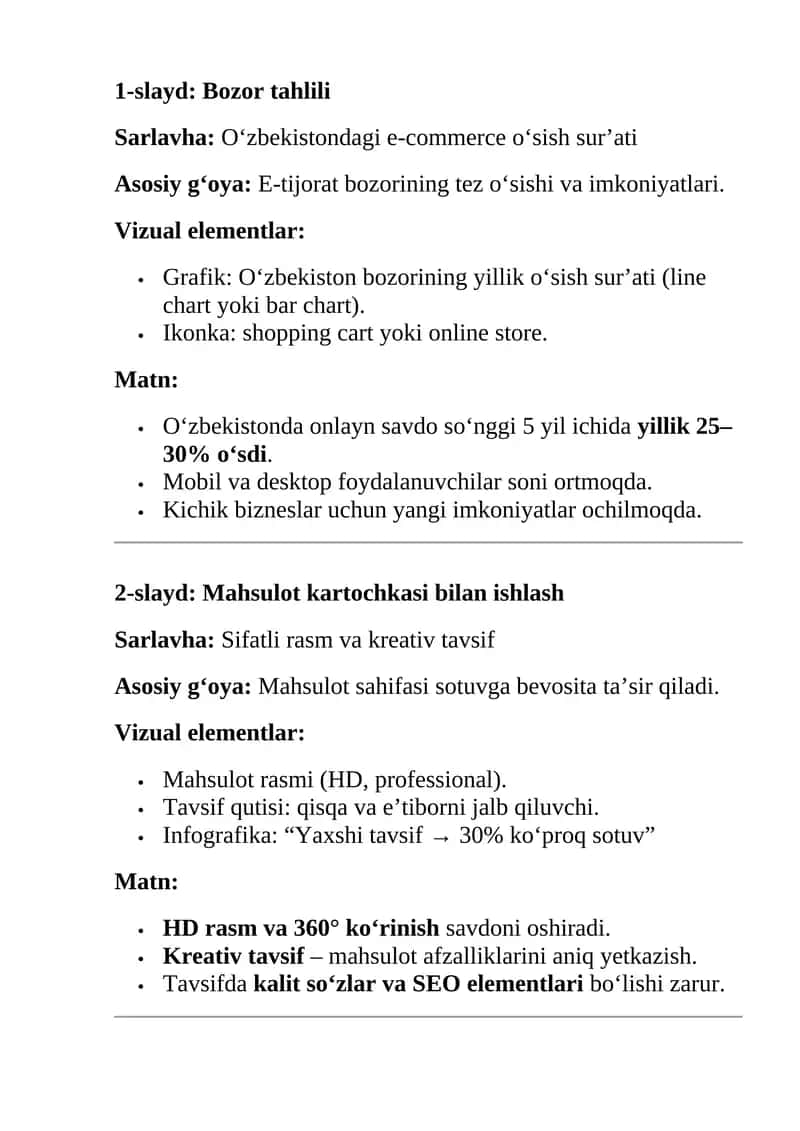 Mahsulot kartochkasi bilan ishlash 1