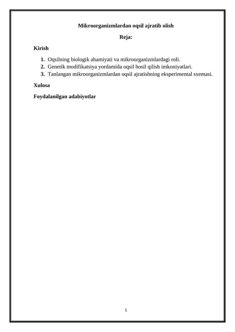Mikroorganizmlardan oqsil ajratib olish 1